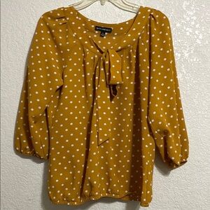 SARA MICHELLE Polka Dot Mustard Blouse